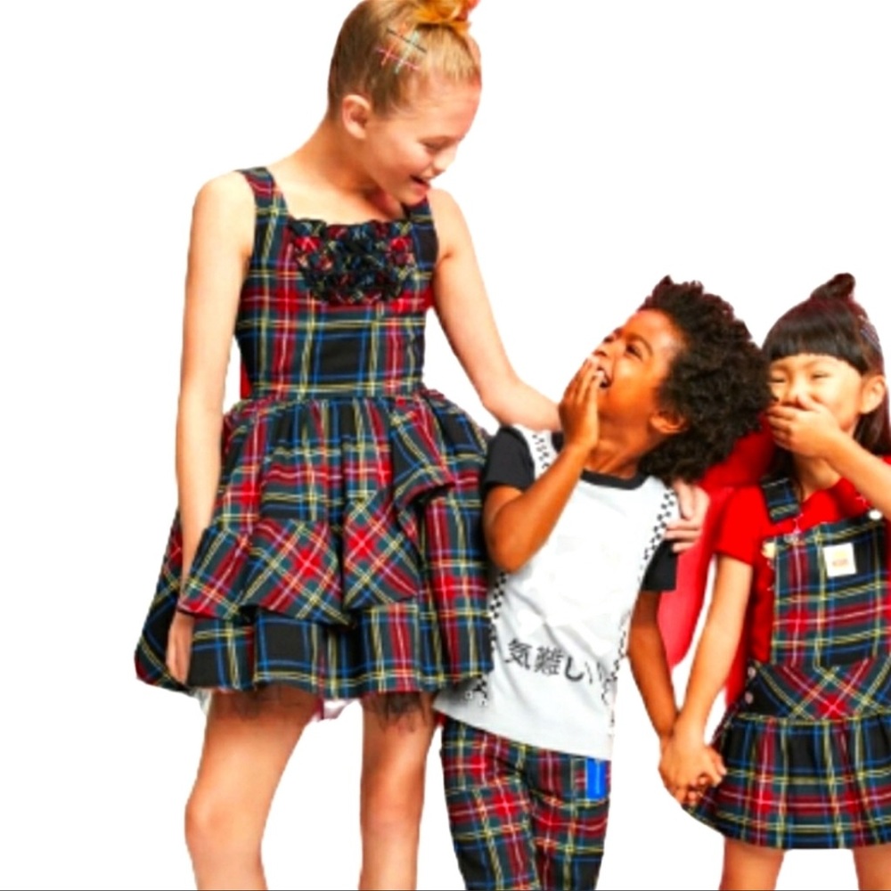 Girls Harajuku Lovers Plaid Mini Dress 7/8 Holiday
